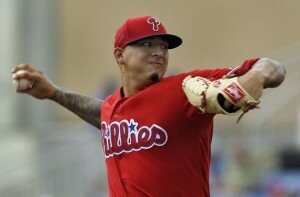Vince Velasquez did his best Kerry Wood impression in Week 2. (AP Photo/Chris O'Meara)