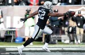 during their NFL game on November 27, 2016 in Oakland, California.